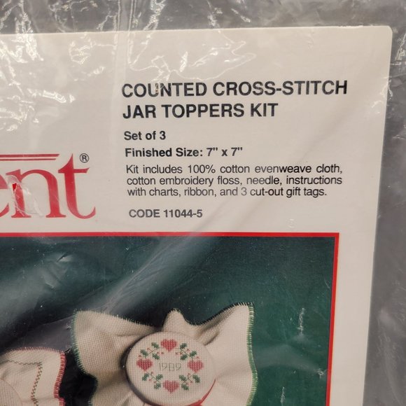 Current Counted Cross Stitch Jar Toppers Kit Cut Out Gift Tags Set of 3 - Picture 2 of 5